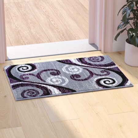 Flash Furniture Purple 2' x 3' Distressed Abstract Area Rug OKR-RG1100-23-PU-GG